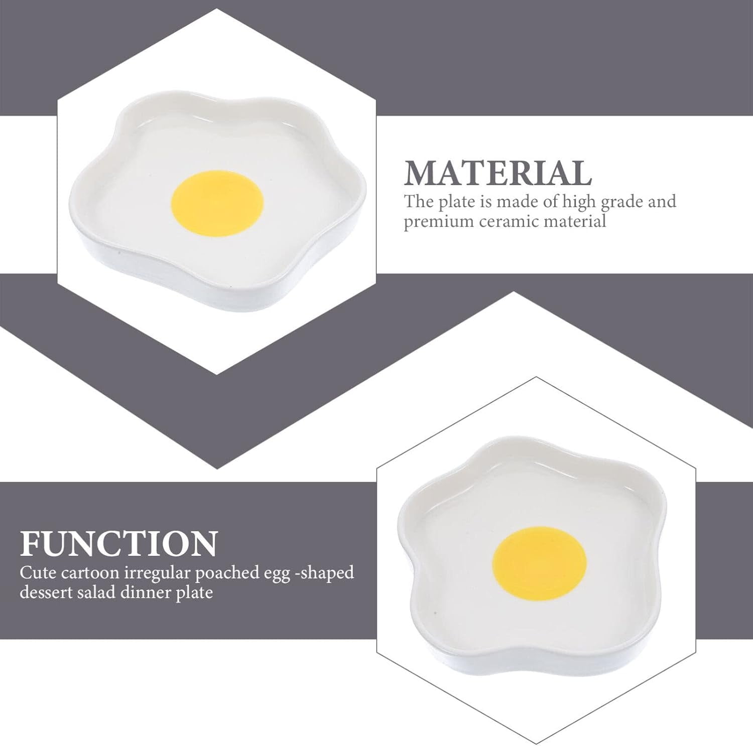 CATPAN Poached Egg Ceramic Plate Restaurant Food Plate Dessert Serving Tray Home