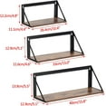 Floating Wall Shelves Set of 3, Rustic Brown Storage Shelf with Black