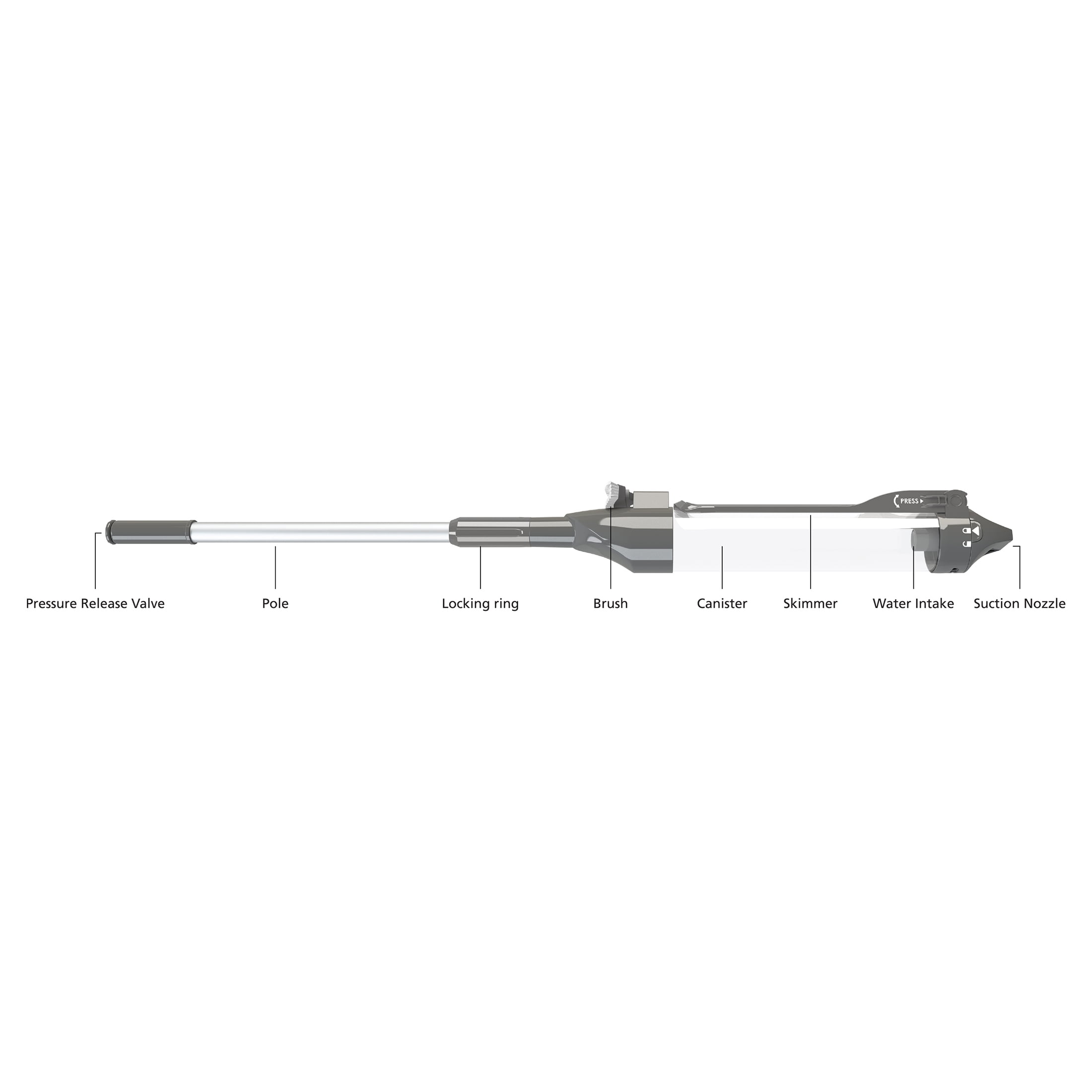 Mainstays Small Pool & Spa Manual Debris Catcher in Plastic & Aluminum - Gray - 1.54 lb