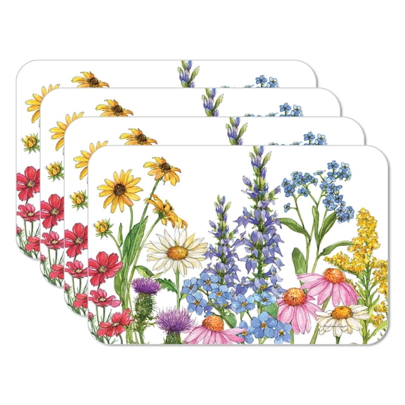 CounterArt Wildflower Guide 4-Pack Reversible Plastic Tabletop Placemats