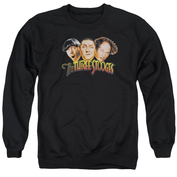 Men's Three Stooges Three Head Logo Sweatshirt Small Black