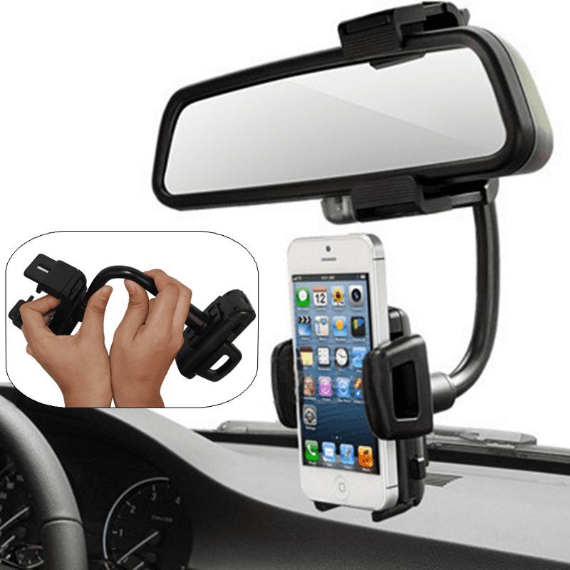 Details about  / Universal Car Rear View Mirror Mount Stand Phone Holder Cradle For Cell Phone US