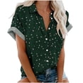 thumbnail image 1 of Blusa de solapa informal para mujer, manga corta, estampado, camisa suelta, botones, cárdigan Pompotops hkajfhjk474331, 1 of 7