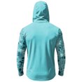 thumbnail image 5 of Men's Abstract Print Hooded Fishing Shirt with Face Mask - Long Sleeve UPF 50+ Quick-Dry Sun Protection Pullover with Zipper Pocket, Drop-Shoulder Outdoor Top for Hiking & Sports Sky Blue S, 5 of 7