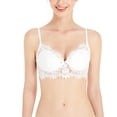 thumbnail image 2 of Lace Push-Up Bra Women No Underwire Bra Thin Cup Comfortable Lace Underwear V-Neck Full-Coverage Bra Feature Hook and Eye Closure Soft Bra Style Y-498 , White L, 2 of 2