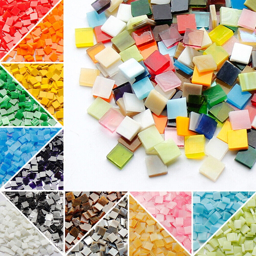 US 1100Pack Mosaic Tile Crafts Textured Stained Glass Decorations Assorted Color