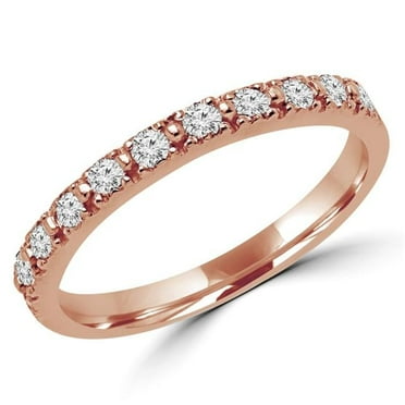 0.25 CTW Round Diamond Semi-Eternity Wedding Band Ring in 14K Rose Gold, Size 5.75