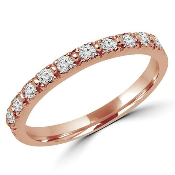 0.25 CTW Round Diamond Semi-Eternity Wedding Band Ring in 14K Rose Gold, Size 5.75