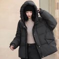 thumbnail image 4 of Abrigos acolchados para mujer, chaquetas de plumón nuevas de invierno, prendas de vestir exteriores casuales sencillas coreanas, abrigos cortos de nieve con capucha cálidos y gruesos para invierno par, 4 of 5