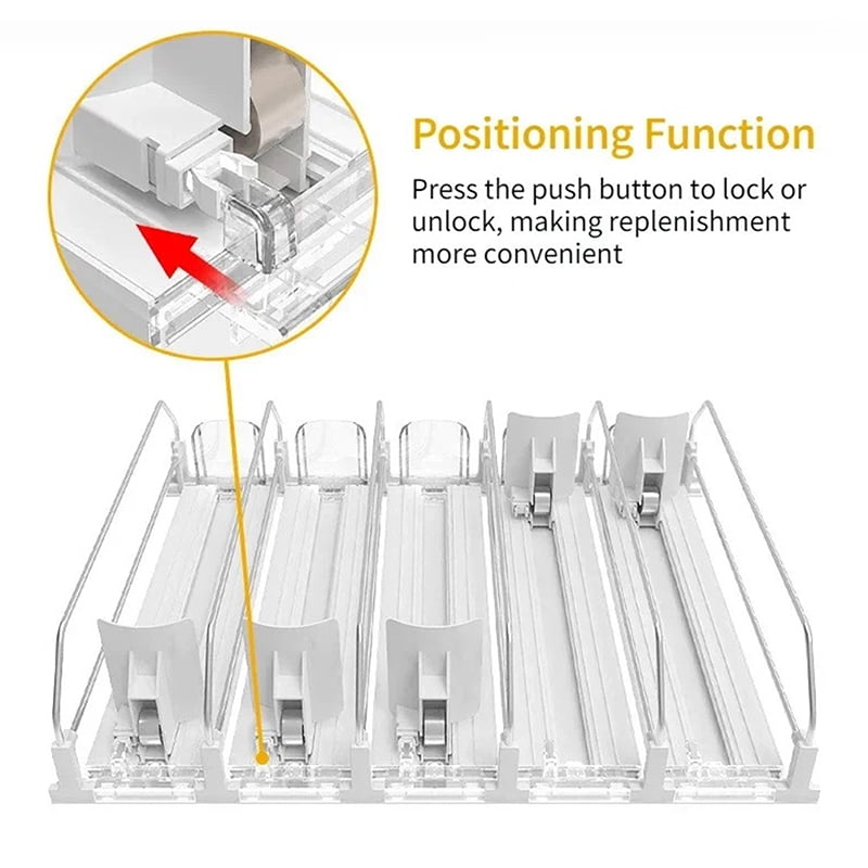 (410MM) Canned Beverage Push Rack Beverage Thruster Dispenser Storage For Soda Can Self-Pushing Kitchen Counter Organizer Fridge Shelf