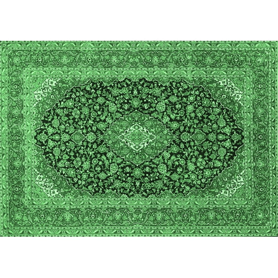 Ahgly Company Indoor Rectangle Medallion Emerald Green Traditional Area Rugs, 7' x 10'