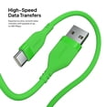 thumbnail image 4 of Powertek Neon Green Silicone USB-A to USB-C Cable, 6ft Fast Charge & Sync Cord, Durable Tangle-Free Design for USB-C Devices, 4 of 6