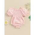 thumbnail image 3 of Musuos Baby Girl Cute Romper 0-24 Months Casual Short Puff Sleeve Floral Print Bodysuit Newborn Playsuit, 3 of 9