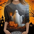 thumbnail image 2 of WAVSUF Kids Girls Halloween Shirt, Round Neck 3/4 Sleeve Cute Print Fall Casual Top Orange 9, 2 of 6