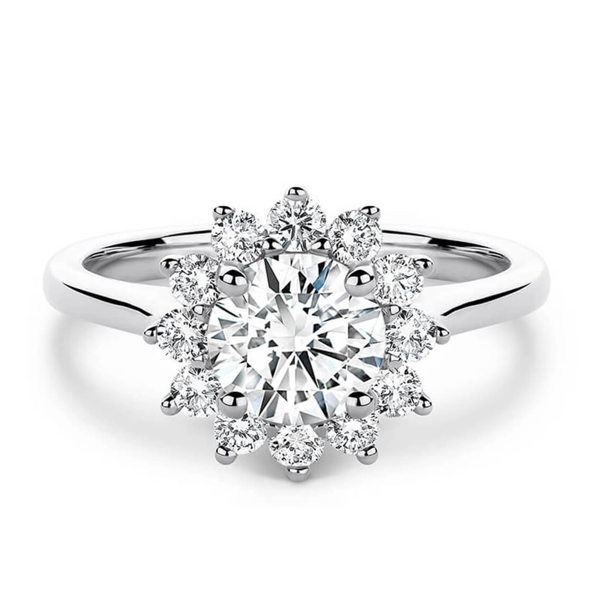 2 Ct Flower Design Round Cut Diamond Engagement Rings for Women 925 Sterling Silver