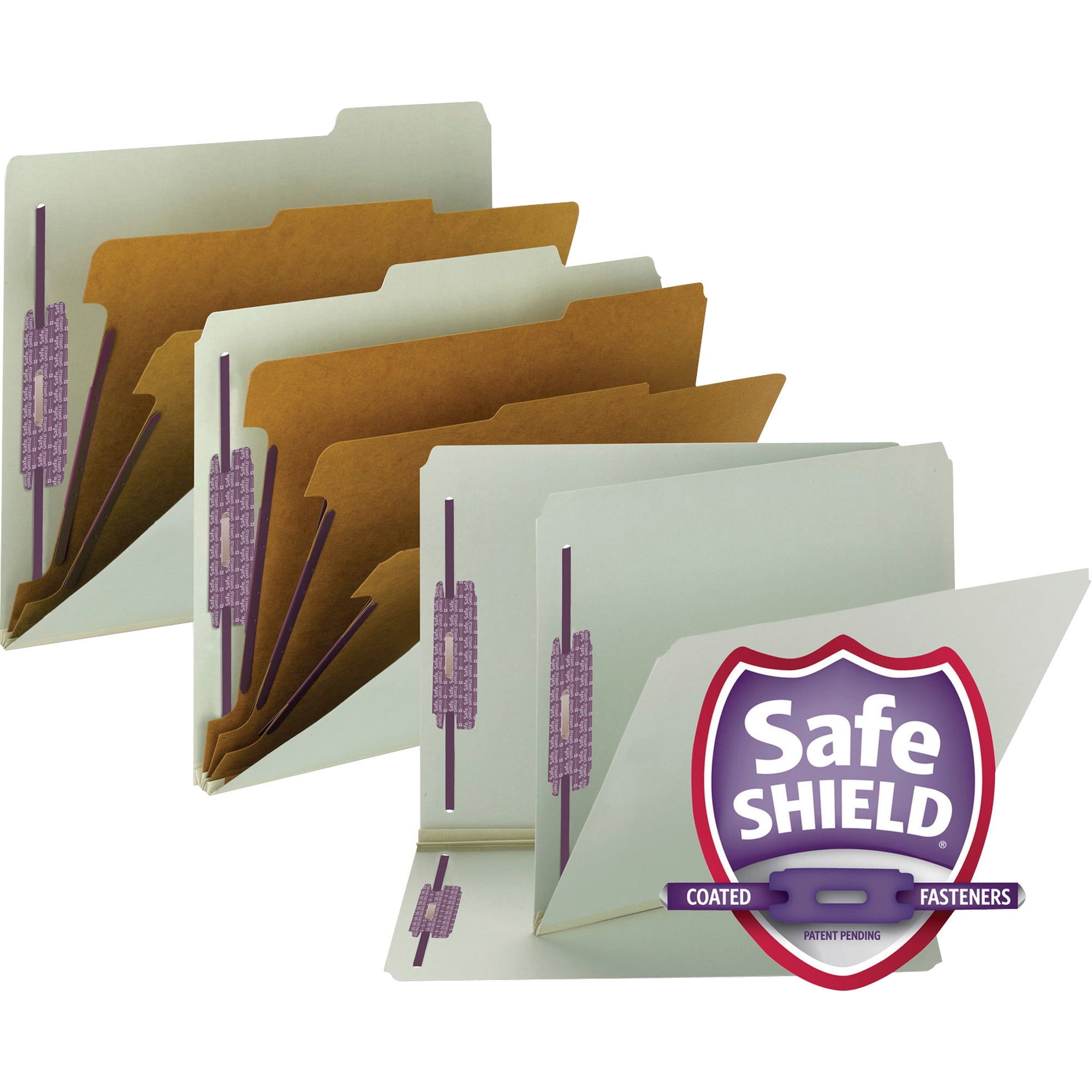 Smead SafeSHIELD® End Tab Class Folder GY/GN 10/BX Letter (26810)