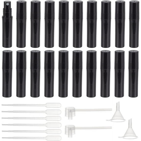 80pcs 2ml Mini Plastic Black Spray Bottles Portable Frosted Perfume Bottles with 6pcs 1ml Pipettes 2pcs Funnels and 2pcs Plastic Pump for Travel Perfume and Essential Oil