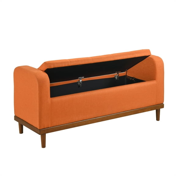 Nmkwnr Solid Wood Frame Upholstered Storage Bench for Bedroom, Living Room, Office, Orange