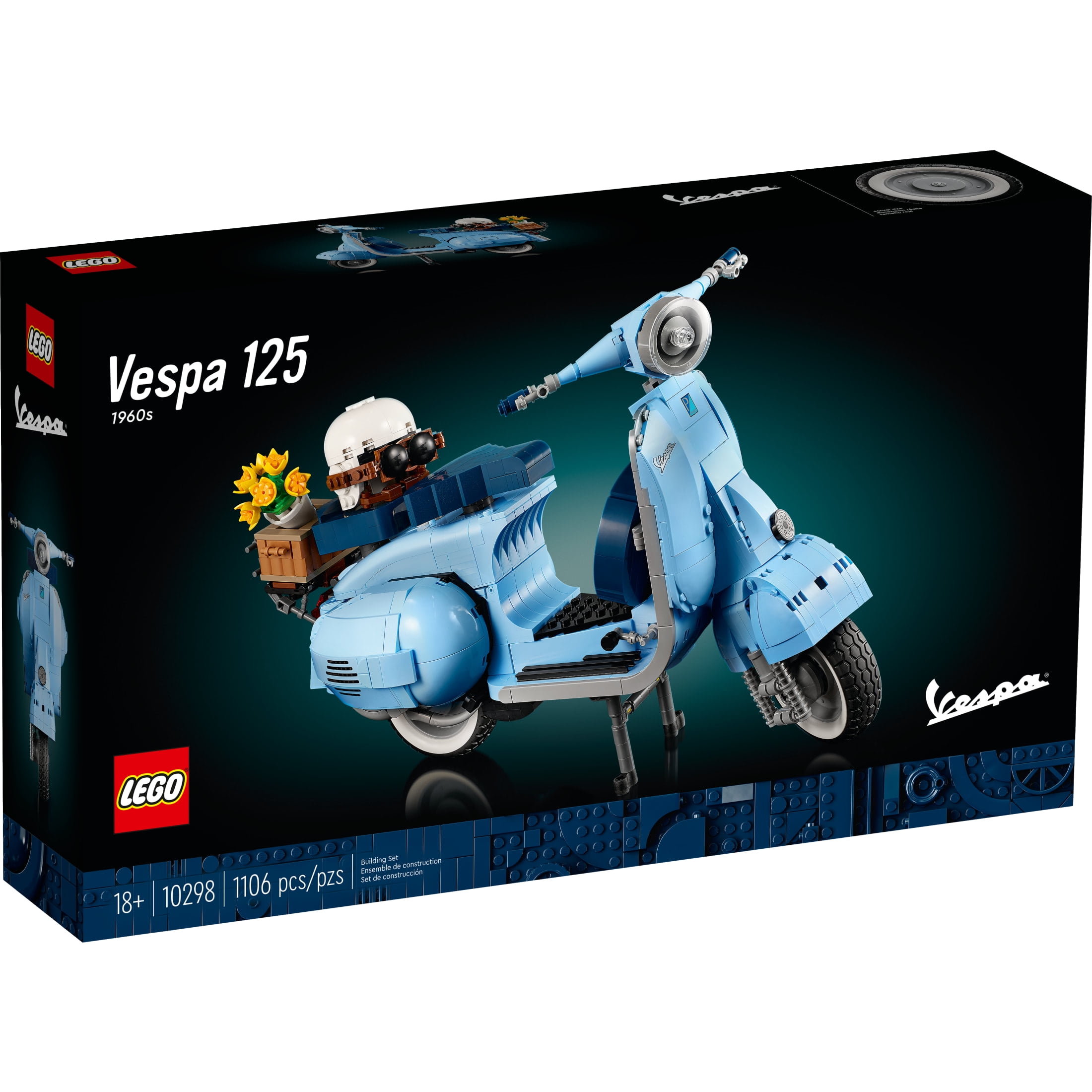 LEGO Icons Vespa 125 Model Building Kit - Vintage Italian Scooter DIY Craft Kit for Adults, Ages 18+ - Unique Gift Idea - Includes Kickstand for Easy Display - 10298
