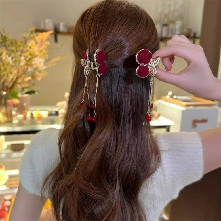 Vintage rose hair clips deals