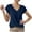 Dark Blue, variant on HAiming Womens Summer Tunic Tops Trendy Crisscross Front Short Sleeve V-Neck Tshirt 2025 plus size Casual Loose Blouse