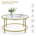 thumbnail image 3 of Topeakmart 36in Modern Round Glass-Top Coffee Table for Living Room, Gold, 3 of 7