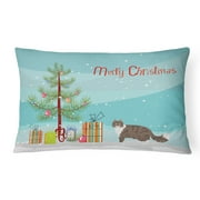 Carolines Treasures CK4664PW1216 Norwegian Forest Cat Merry Christmas Canvas Fabric Decorative Pillow, 12H x16W,