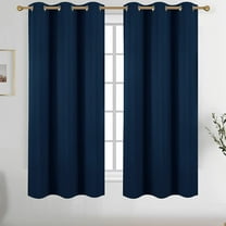 EnjinZZ Navy Blue Grommet Blackout Curtains for Bedroom Thermal Insulated Room Darkening Curtains Drapes, 42 x 72 inch, 2 Panels