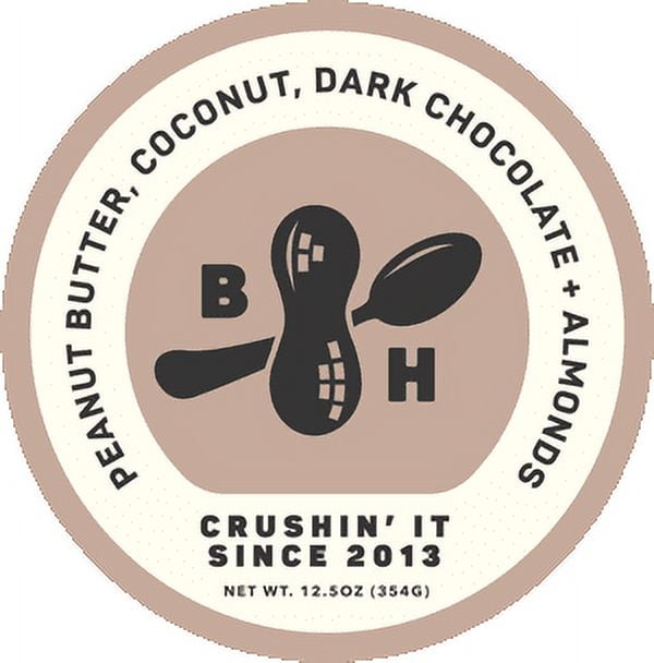 (2 pack) B Happy Peanut Butter, All Natural, Don't Worry - Coconut, Dark Chocolate, Almonds 12 oz.