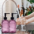 thumbnail image 5 of 2pcs 13.5 oz Glass Soap Dispenser, Hand Press Hand Sanitizer Dispenser Bottle, Skin Care Body Wash Storage Bottle, Reusable, Purple, 5 of 13