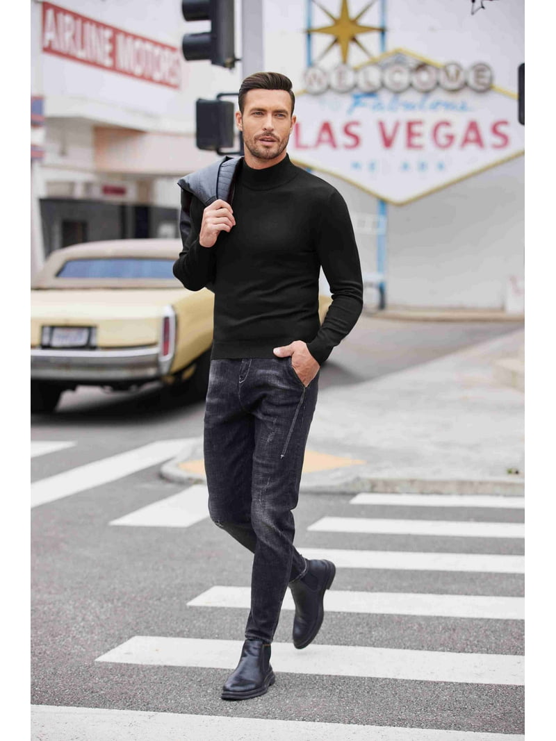 COOFANDY Mens Slim Fit Mock Turtleneck Thermal Pullover Sweater