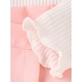 thumbnail image 6 of Child Girls 2 Piece Outfit Solid Colors Ribbed Long Sleeve Shirt and Shorts Set, 6 of 9