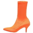thumbnail image 1 of 224-1 Elastic Stretchy Sock Ankle High Boots Booties Kitten Heel Pointed Toe Orange, 1 of 2