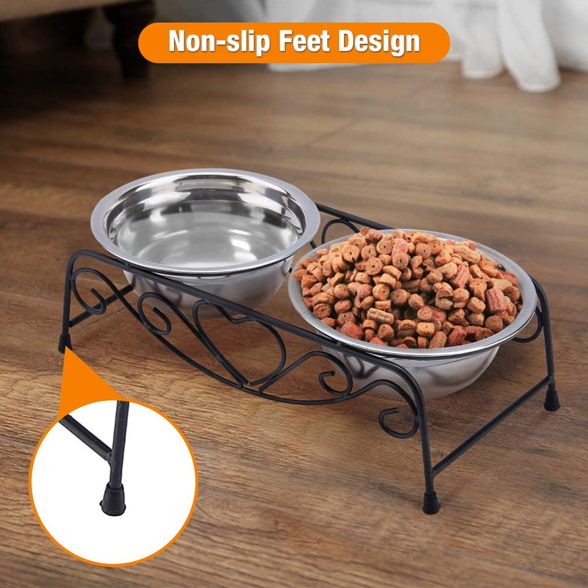 Paddsun Double Bowl Dog Cat Feeder Elevated Raised Stand Feeding Food Water  Pet Dishes 