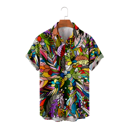 

MLFU Men s Women s Button Down Short Sleeve Shirt Novelty Printed Tops Party Costume For Men Youth