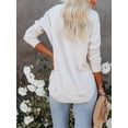 thumbnail image 4 of SANOPY Sweatshirt for Women Crewneck Long Sleeve Side Split Tops Casual Solid Color Loose Pullover Shirts 2025 Clothes, 4 of 5