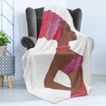 thumbnail image 4 of African Soft Flannel Fleece Throw Blanket, Zulu Woman Bandage Dress Necklace Female Illustration, Cozy Plush for Indoor and Outdoor Use, 50" x 70", Dark Coral Chocolate, by Ambesonne, 4 of 5