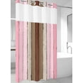 thumbnail image 4 of Pink Wood Grain No Hook Shower Curtain Waterproof,Bathroom Curtains with Snap in Liners and See Through Top Window,Brown Vintage Mottled Country Stripes Hotel Style Bathtub Curtains Shower 36"Wx72"L, 4 of 8