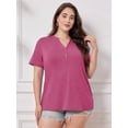 thumbnail image 2 of Camiseta Chulianyouhuo talla grande con cuello en V y manga corta para mujer, 2 of 5