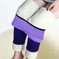 thumbnail image 5 of Gibobby Ropa interior térmica de algodón para mujer Braga Bottoms Elástico Cintura alta Patrón retro Impreso Forro polar Capris Termal Longitud total Leggings de invierno (Morado, M), 5 of 5