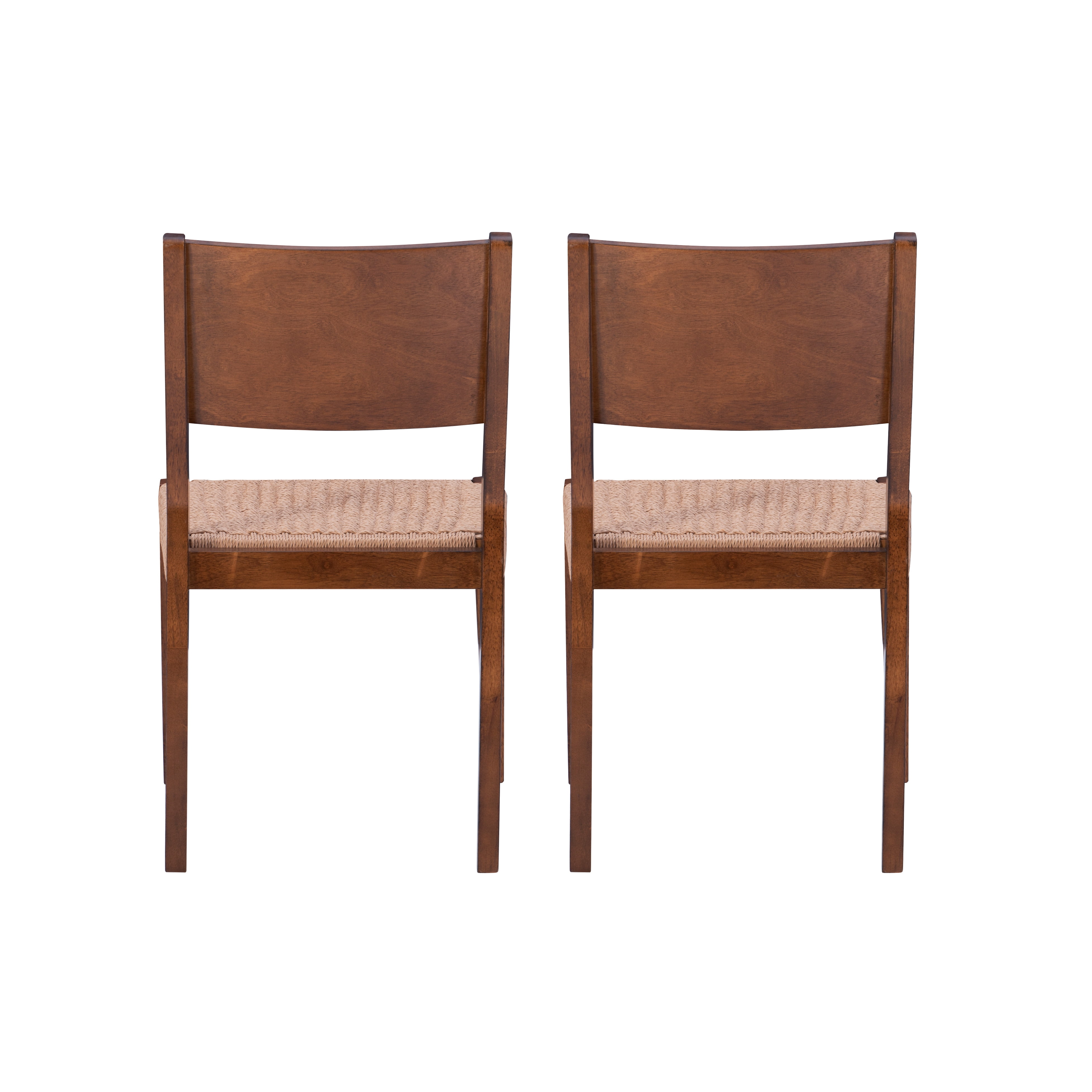 Holden Dining Chair, Set of 2, Brown with Handwoven Rope Seat