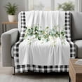 thumbnail image 2 of Green Eucalyptus Leaves Blanket Soft Cozy Warm Throw Blanket for Couch, Plush Fuzzy Flannel Fleece Blankets for Sofa, Modern Art Farmhouse Plaid Bed Blankets Lightweight Gifts for Women, 50"x60", 2 of 9
