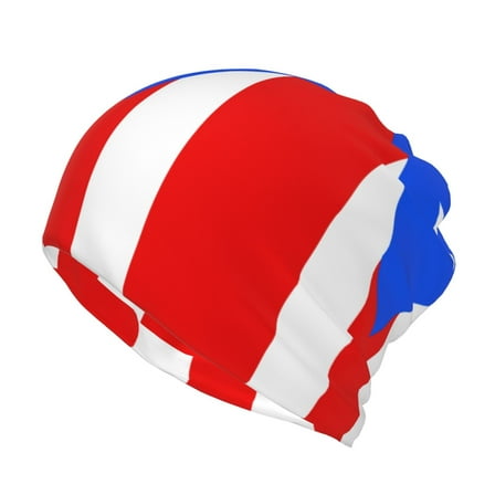Womens Pr Puerto Rico-Flag Slouchy Beanie Cap Headwear Hat Turban