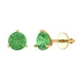 thumbnail image 2 of 2 Ct Round Cut Studs Green Crystal 18K Yellow Solid Gold Everyday Dainty Earrings Screw Back, 2 of 7