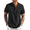 Black, variant on Men's Linen Henley Shirts Summer Beach Short Sleeve Loose Fit T Shirt Button Up Lightweight Casual Tee