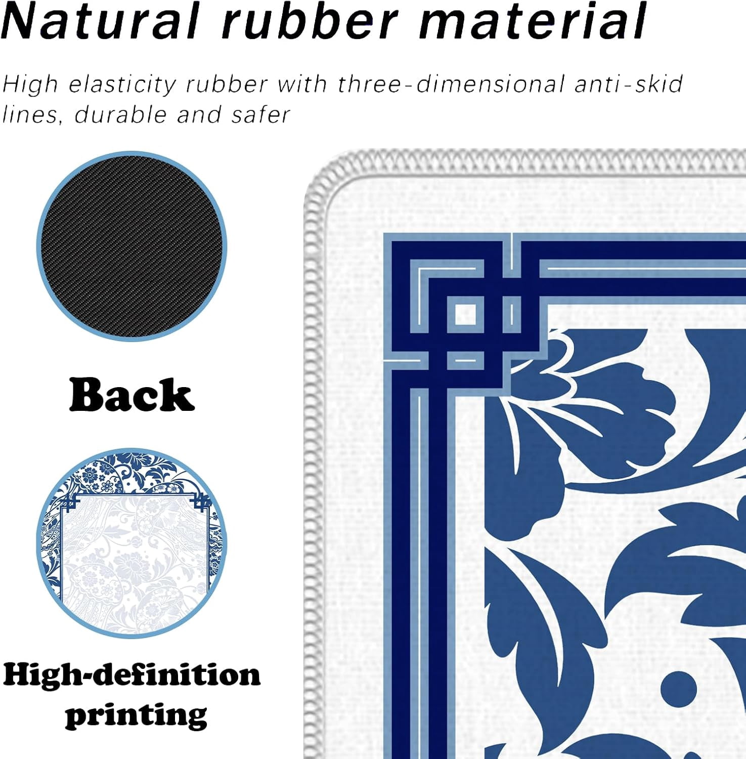 Blue Chinoiserie Mahjong Mat 31.5" x 31.5", Vintage Blue Floral Non-Slip Noise Reduction Mahjong Table Cover Accessories and Supplies for Dominoes Poker Card Board and Tile Games Gifts