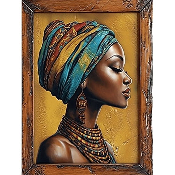 African Woman Portrait Decorative Painting/Canvas Art， Suitable for Living Room， Bedroom， Office， Hotel， Dining Room， Study Room， Corridor， and Gallery Decoration.