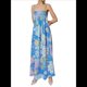 thumbnail image 2 of Vestido Maxi Floral para Mujer, Sin Mangas, Espalda Descubierta, Corte A, , Fluido, con Espalda Hueca y Tirantes Finos Azul L, 2 of 7
