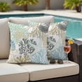thumbnail image 4 of Brown Coastal Outdoor Waterproof Pillow Covers, Teal Grey Sea Coral Starfish Nautical Decorative Square Throw Pillowcase Sofa Cushion Sham for Patio/Couch/Chair, 26"x26" 2 Pack, 4 of 8