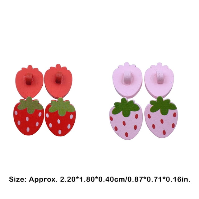 stanreset 50 Pieces Strawberry Buttons Crafts Accessories Sewing Fastener Embellishments Kids DIY Button for Scrapbooking Shoes Making Red